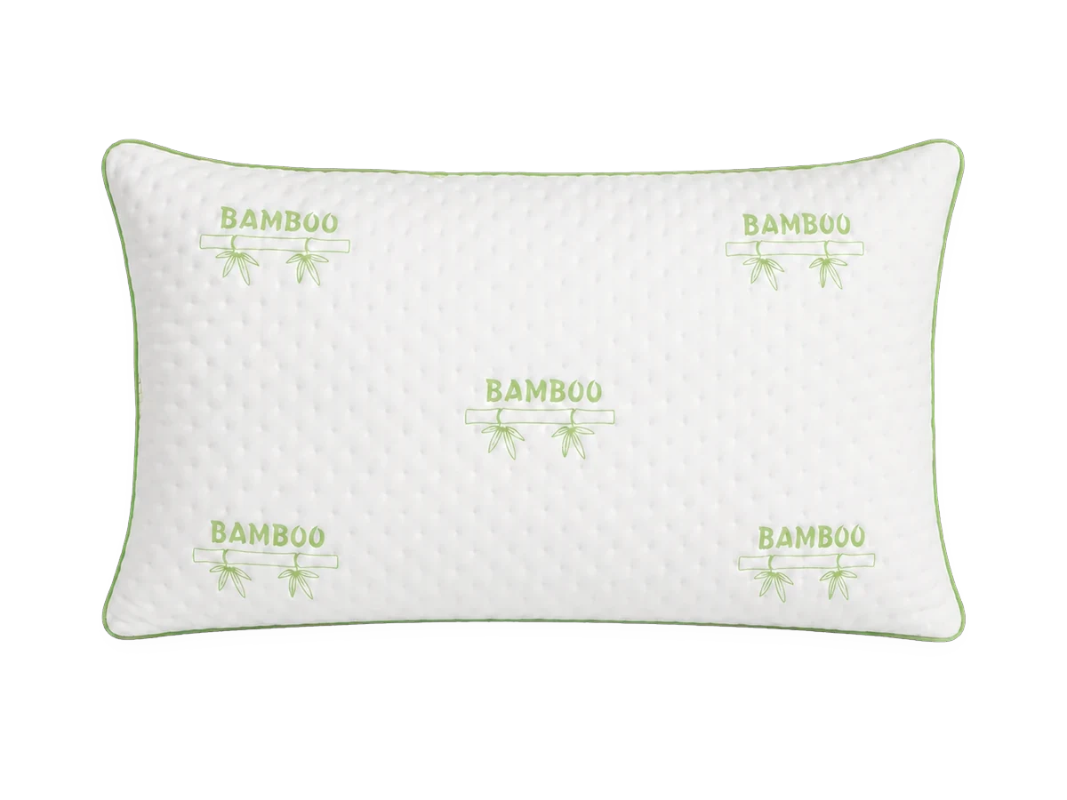 Poduszka w poszewce Bamboo z zieloną lamówką